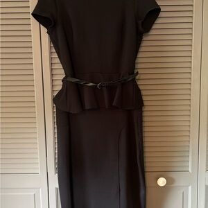 New York & Company Black Sheath Midi Dress Crew Neck